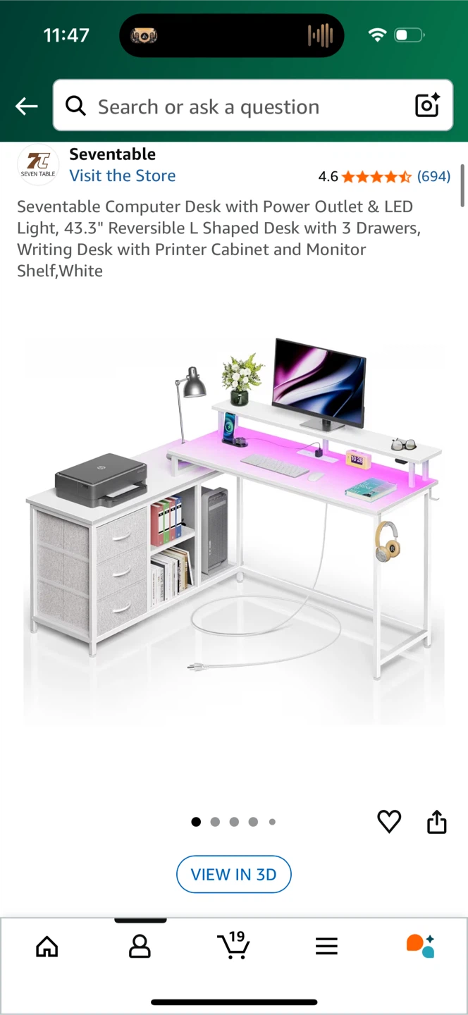 Seventable L-Shaped Desk with Drawers - photo 4