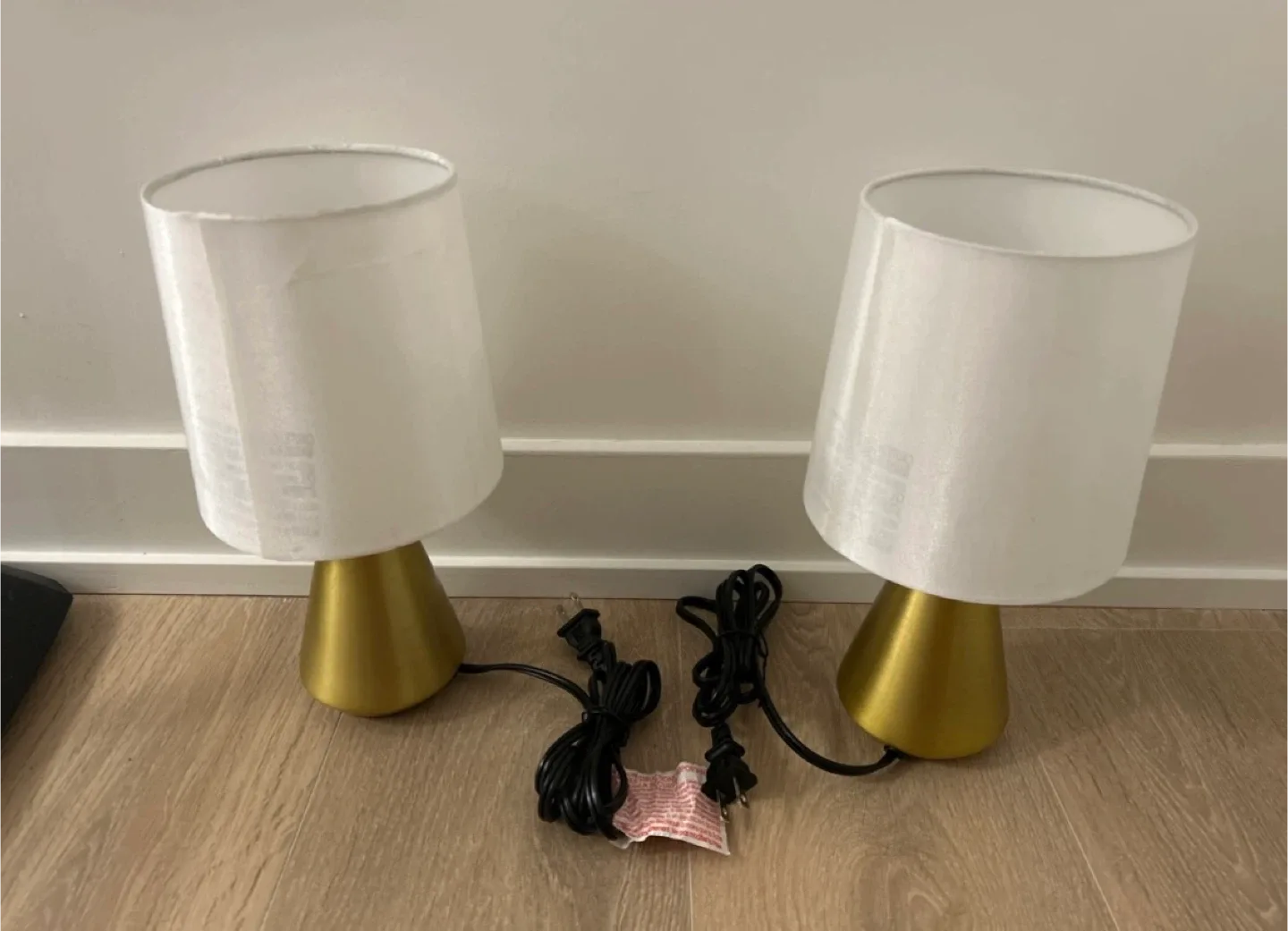 Set of 2 Table Lamps - Gold Base, White Shade