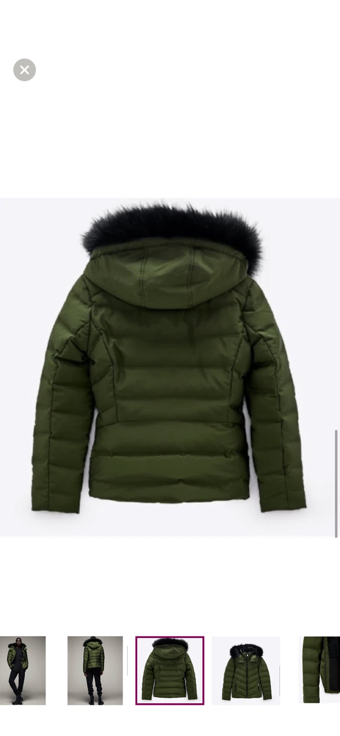 Zara Puffer Jacket with Faux Fur Hood - Size S - photo 4