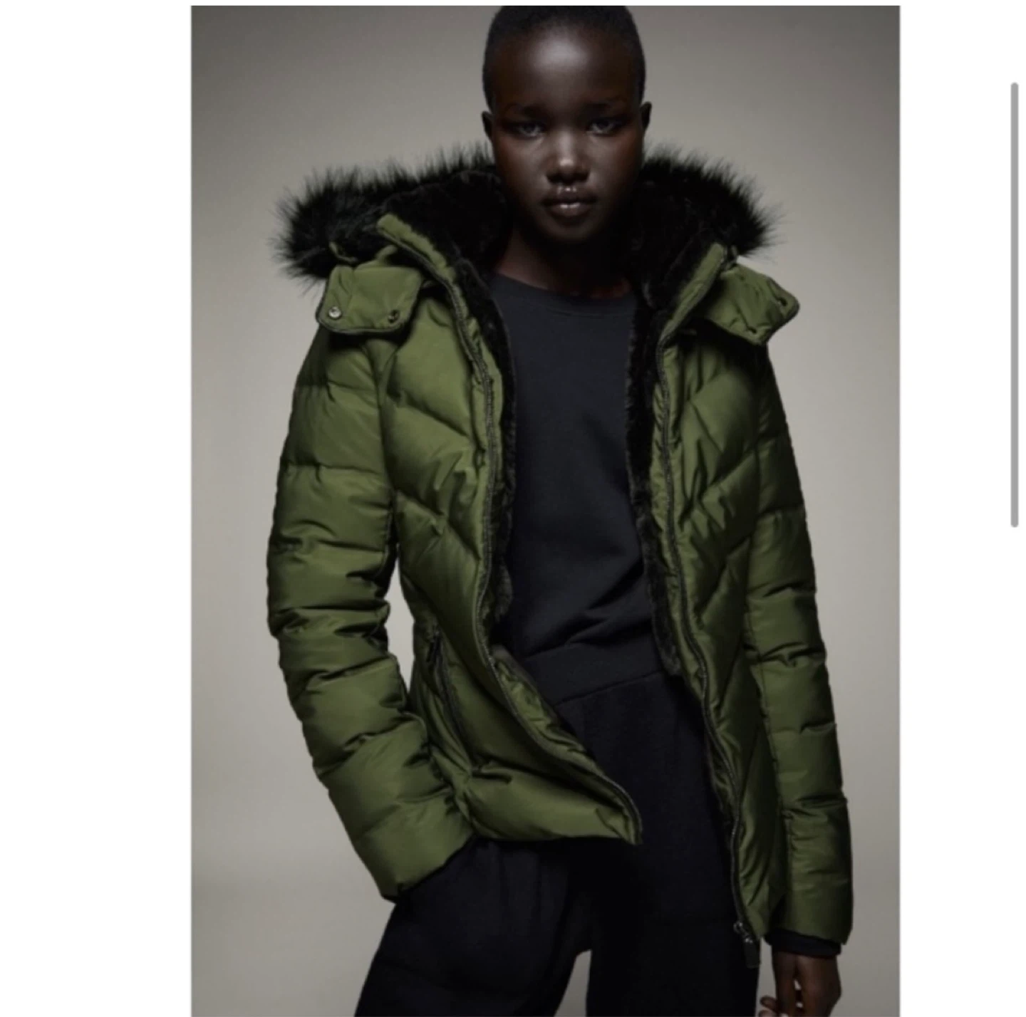 Zara Puffer Jacket with Faux Fur Hood - Size S - photo 2