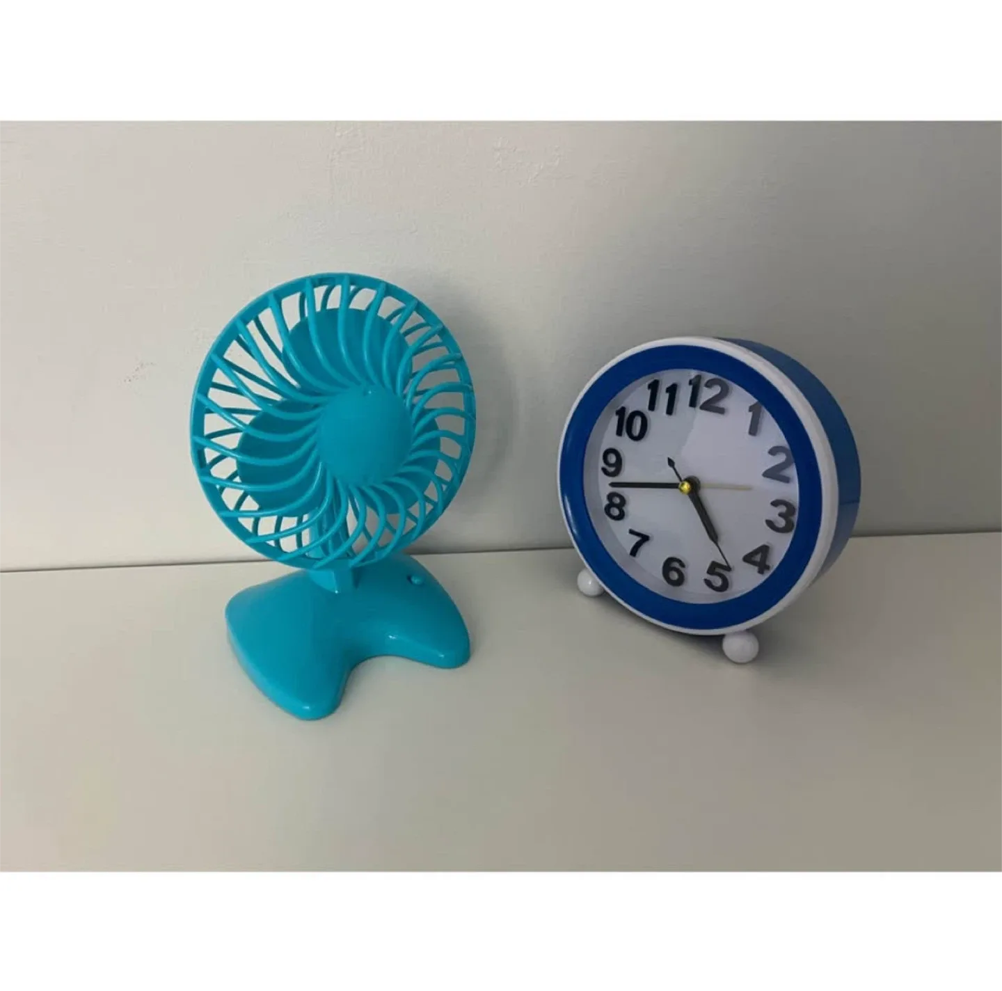 Blue Mini Desk Fan & Alarm Clock ($5 Altogether)