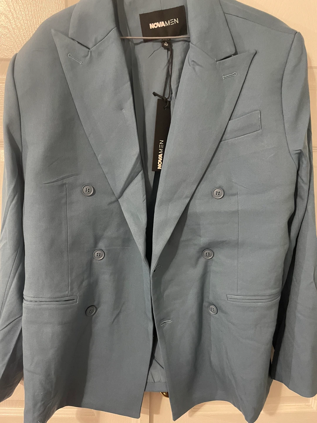 NEW NovaMen High Peak Lapel Suit Blazer Slate Blue L - photo 3