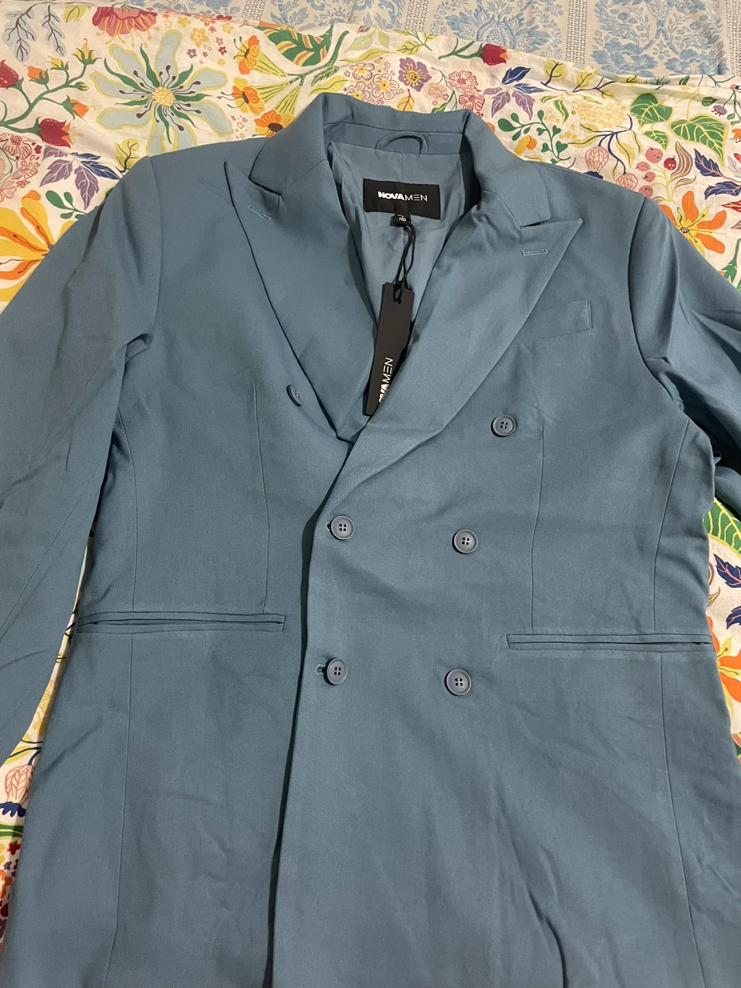 NEW NovaMen High Peak Lapel Suit Blazer Slate Blue L - photo 2