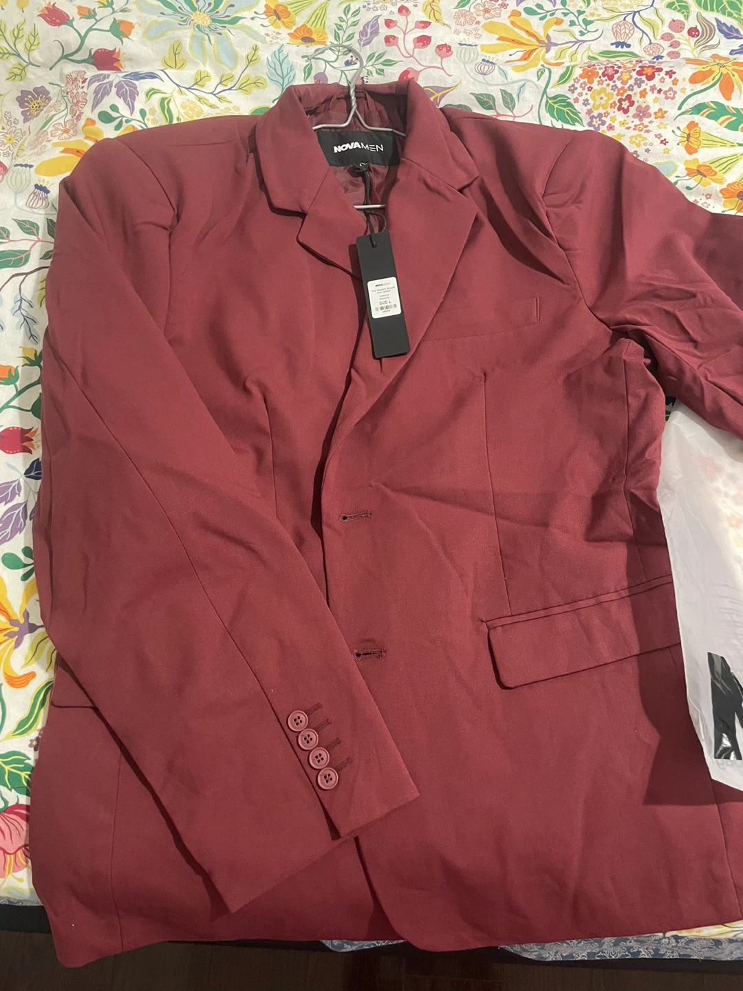 NovaMEN Burgundy Suit Jacket, Size L, New