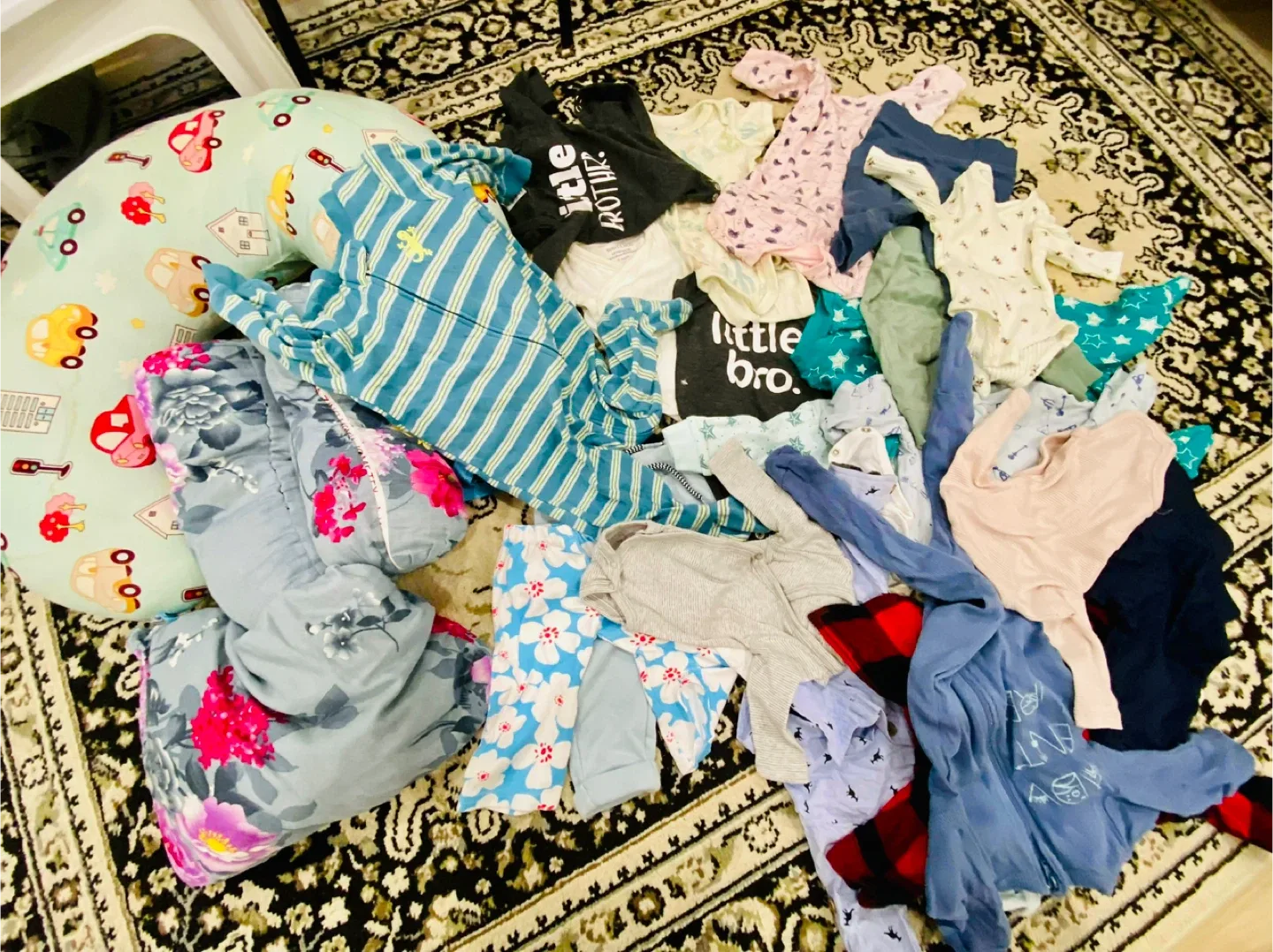 25 New Born Baby Clothes Bundle with Boppy Pillow