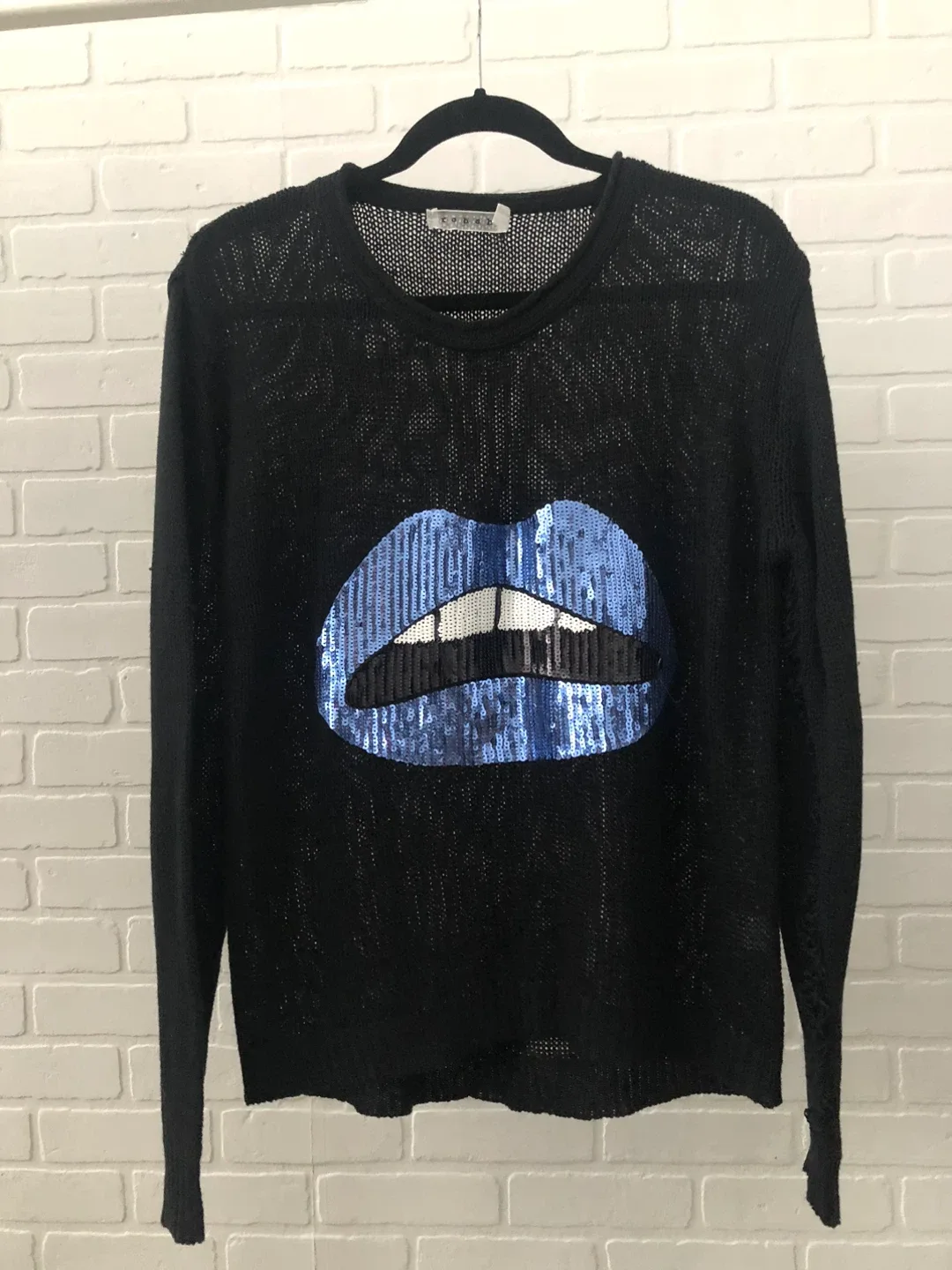 Rebab Black Sequin Lips Sweater
