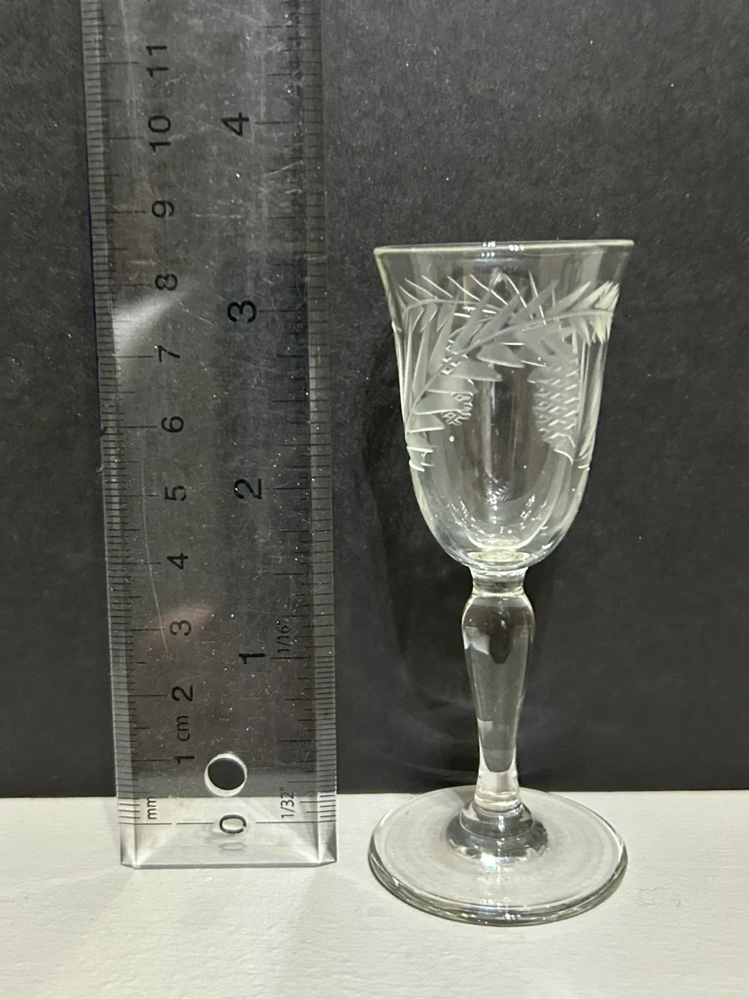 Vintage Etched Crystal shot Glass