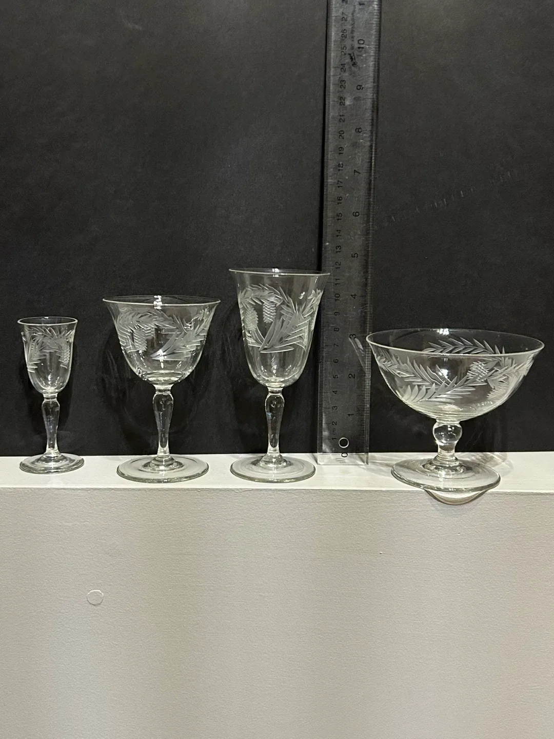 Vintage Etched Sherry Glasses image indicator(3)