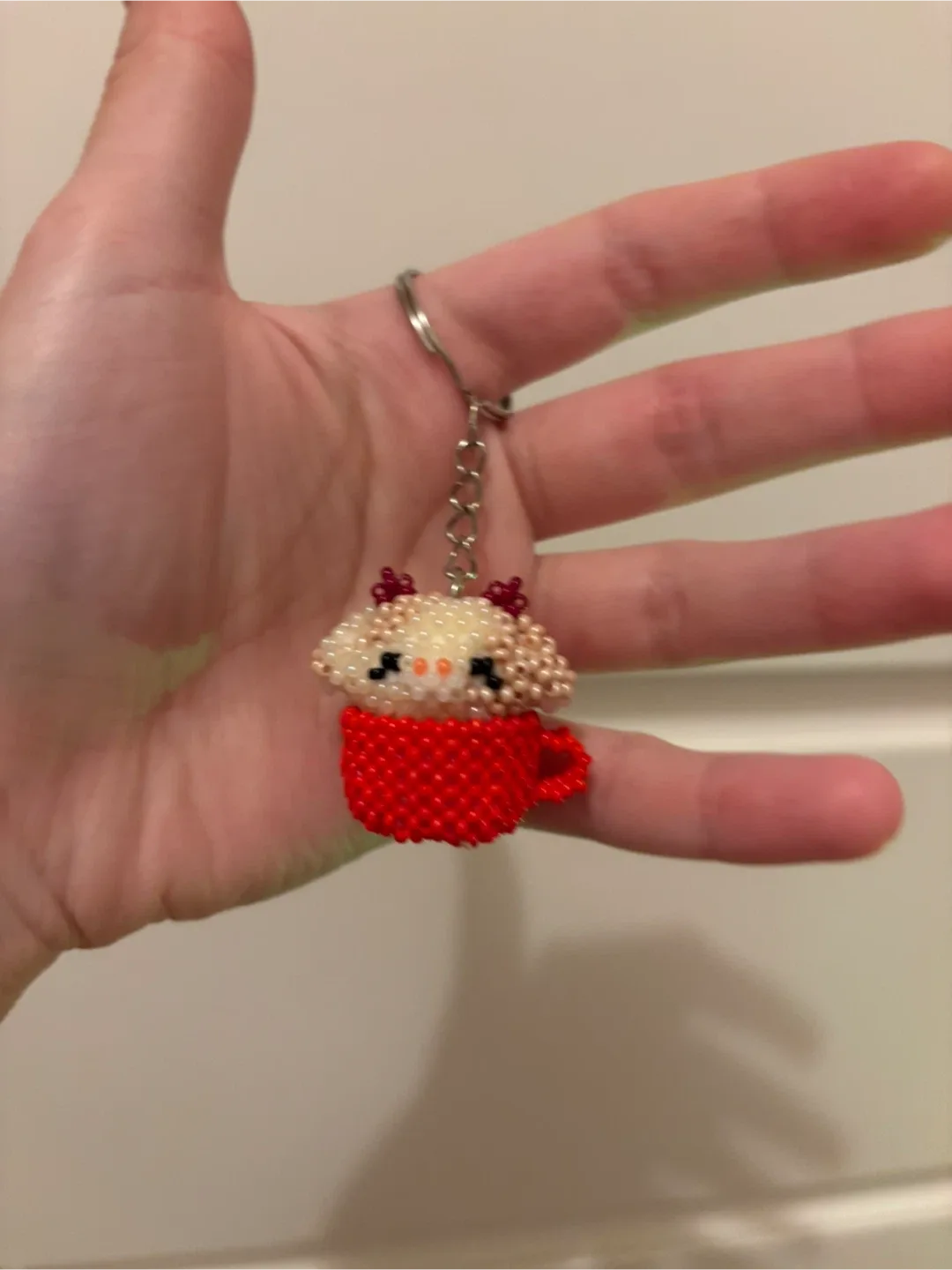 Handmade Beaded Cup Keychain