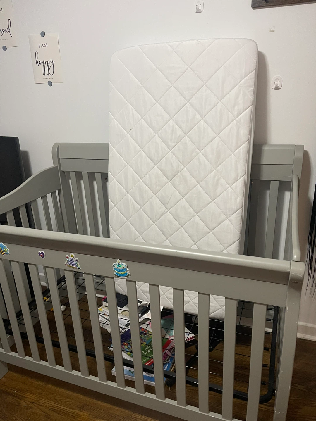 Grey Baby Crib with Mattress - photo 3