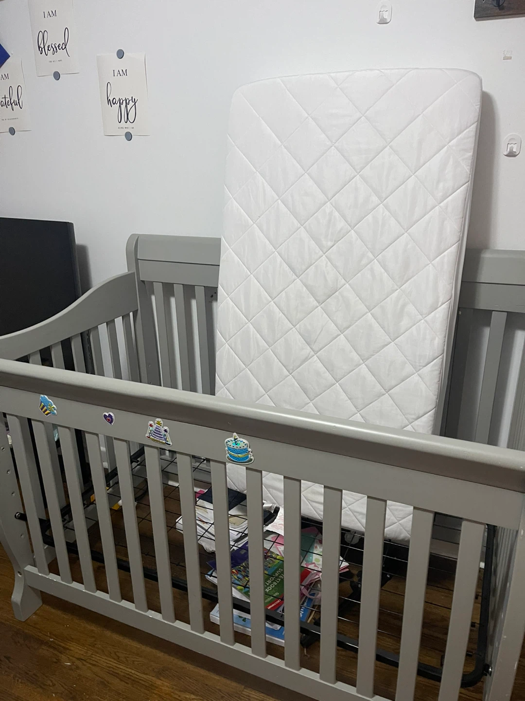 Grey Baby Crib with Mattress - photo 4
