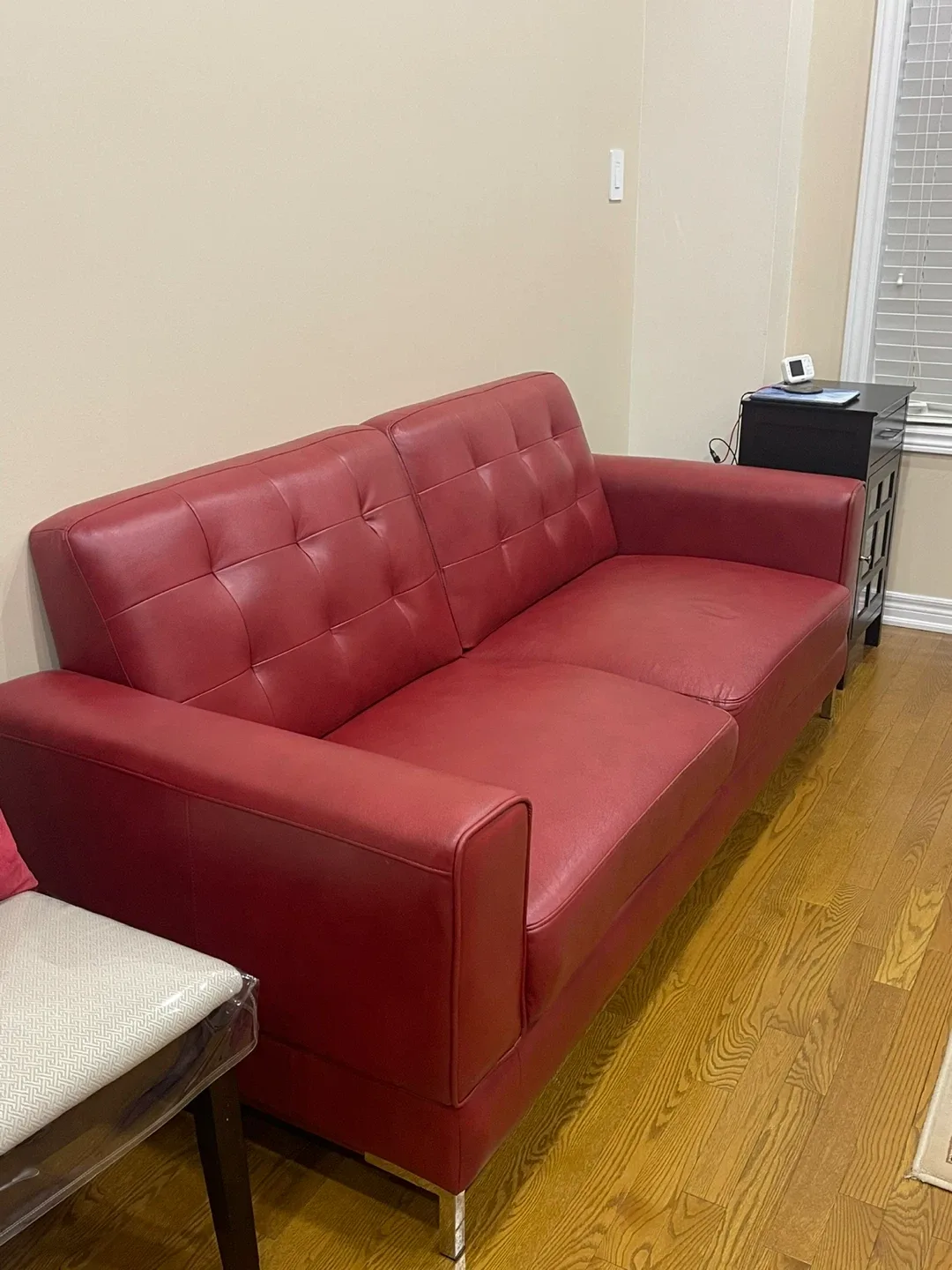 Red Faux Leather Sofa - 2 pieces