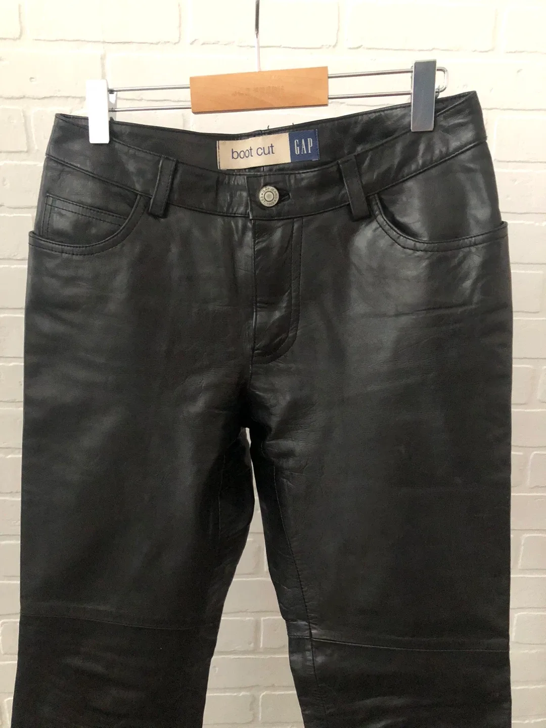 GAP Black Leather Boot Cut Pants Size 2