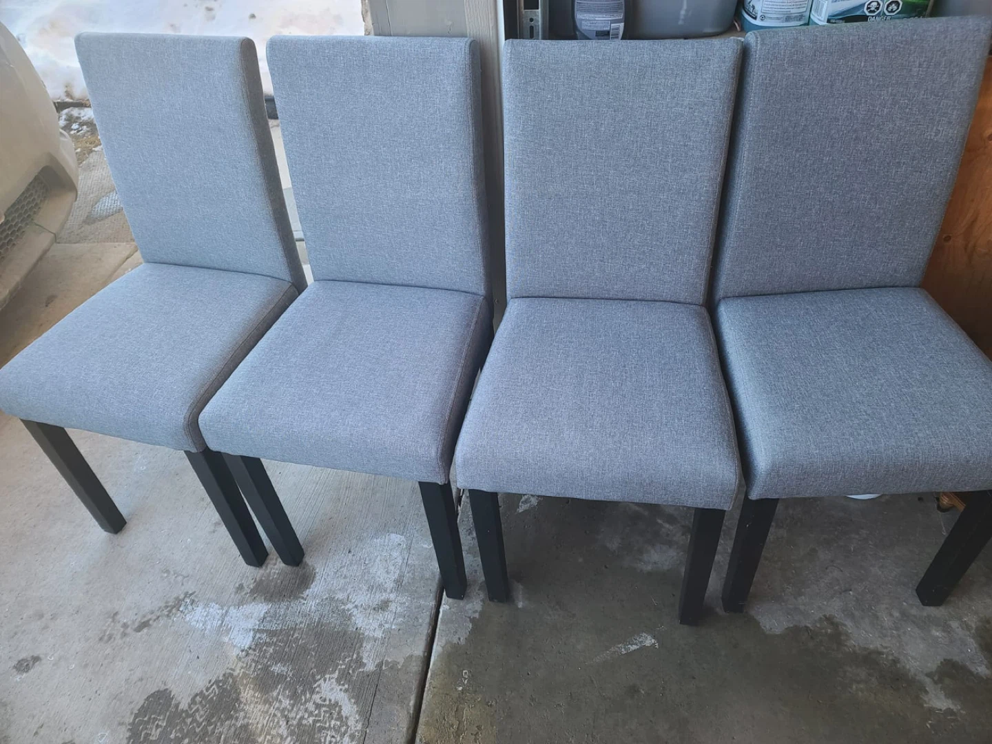 Set of 4 Grey Upholstered Dining Chairs