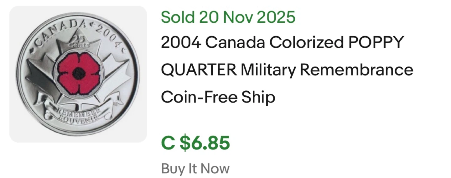2004 Royal Canadian Mint $10 Poppy Quarter Roll - photo 4