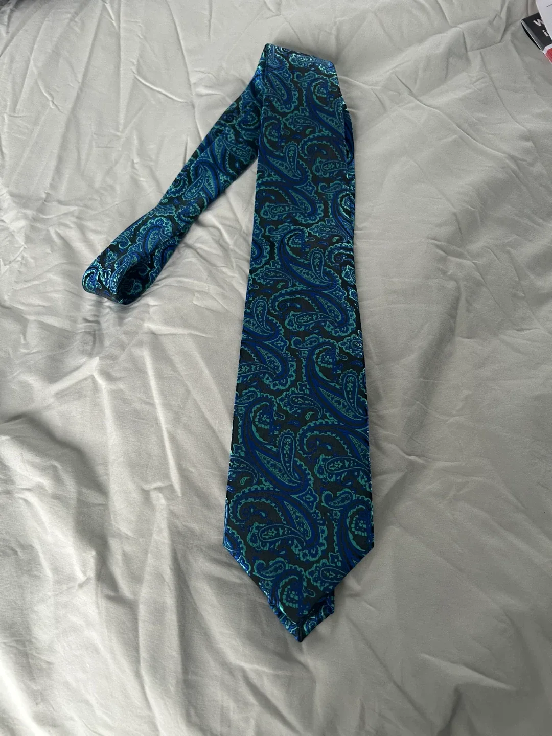Sestini Italy Blue Paisley Tie - Handmade