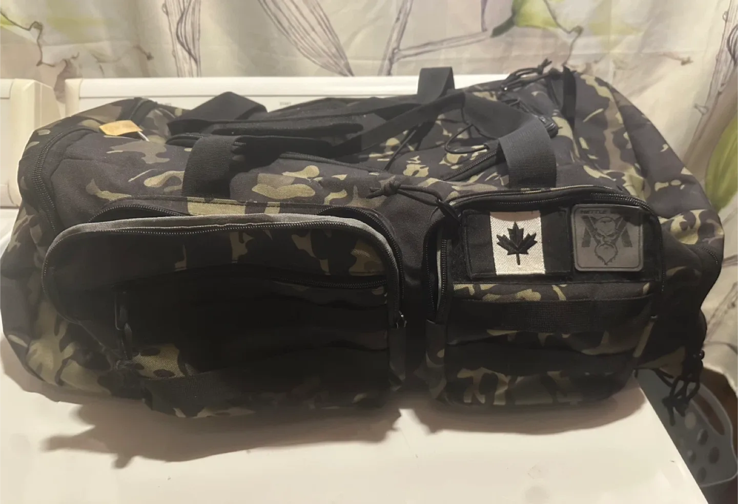 Camo Duffle Bag with Canadian Flag Patch