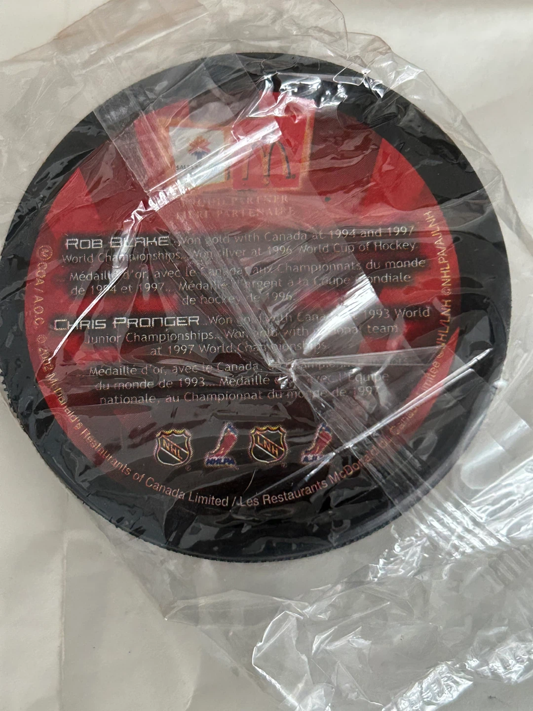 Signed Rob Blake & Chris Pronger Hockey Puck - photo 2