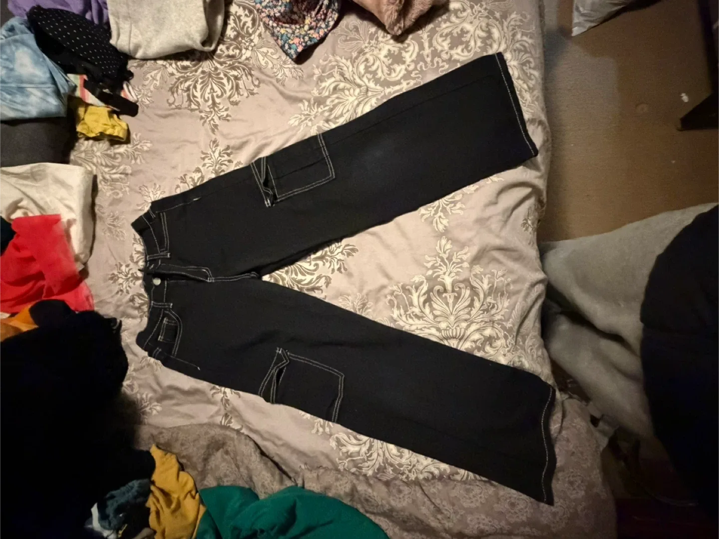 Black Wide Leg Cargo Pants