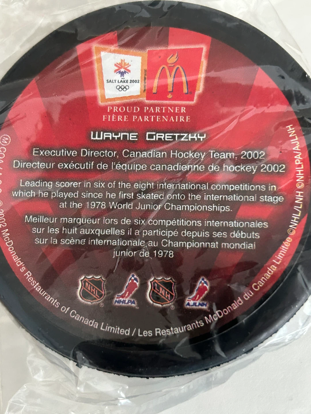 Wayne Gretzky Hockey Puck - Salt Lake 2002 - photo 2