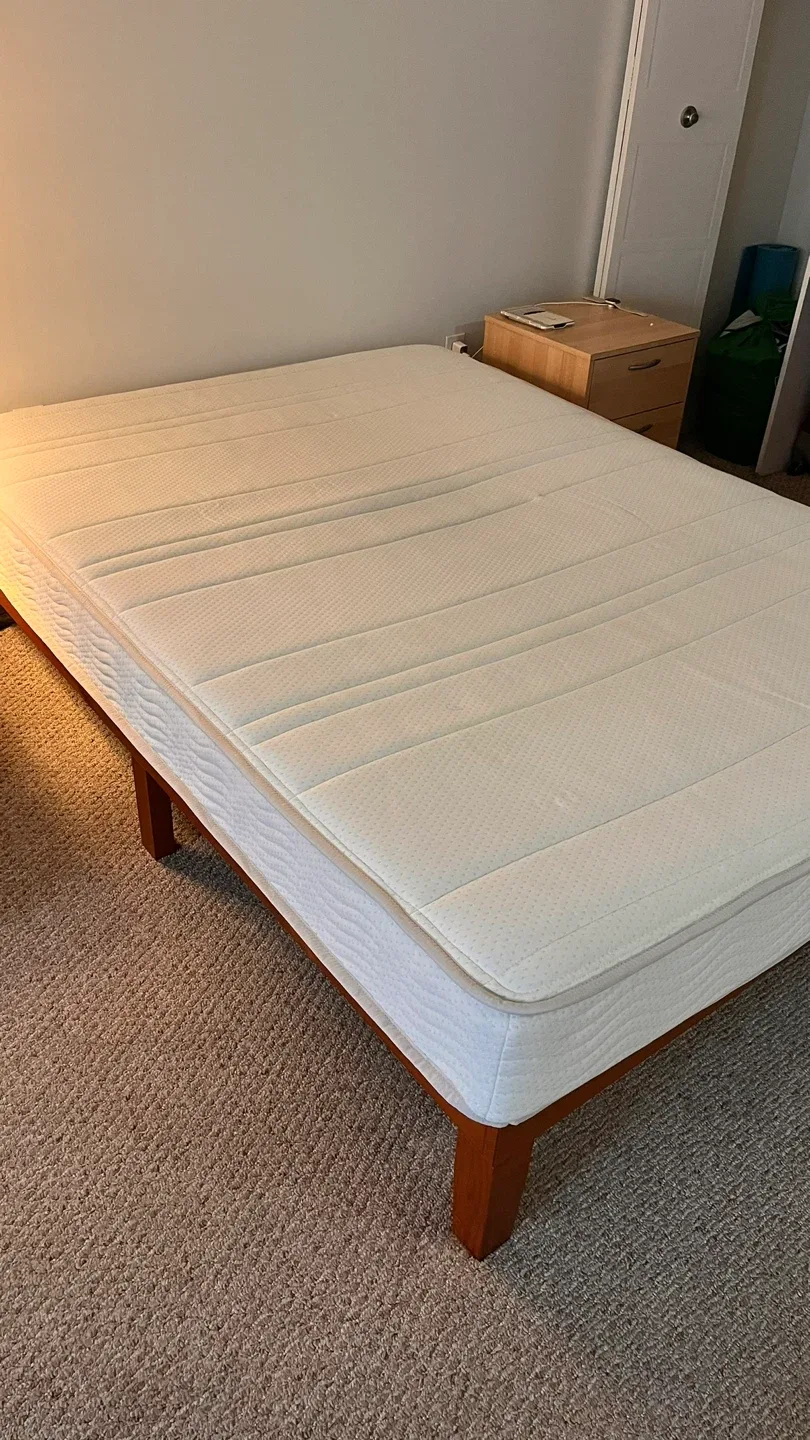 Full Size Mattress on Wooden Frame