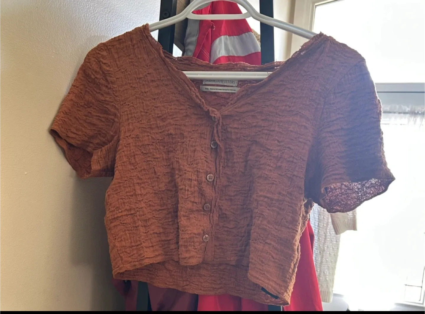 Urban Outfitters Brown Button-Up Crop Top