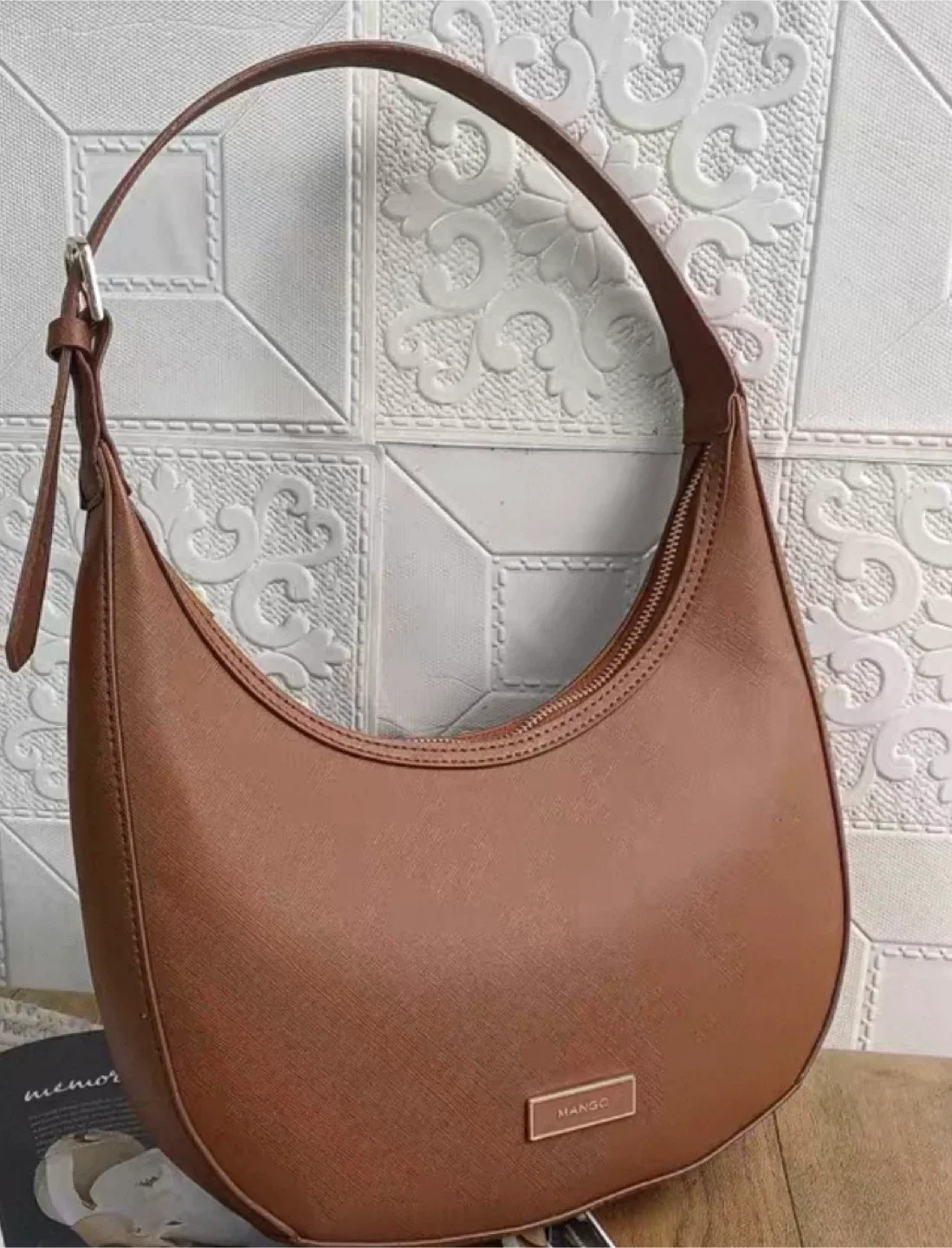 Mango Bolso Pona Hobo Bag - Brown / white