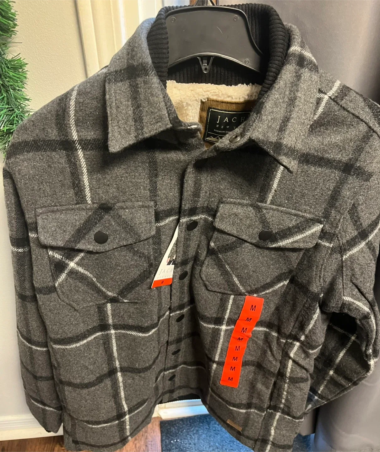 Jachs New York Plaid Sherpa Lined Shirt Jacket - M