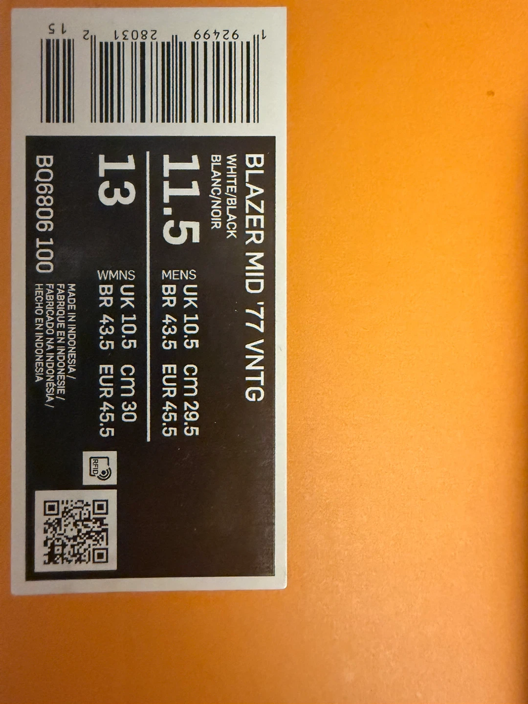 Nike Blazer Mid '77 VNTG White/Black - Size 11.5 - photo 2