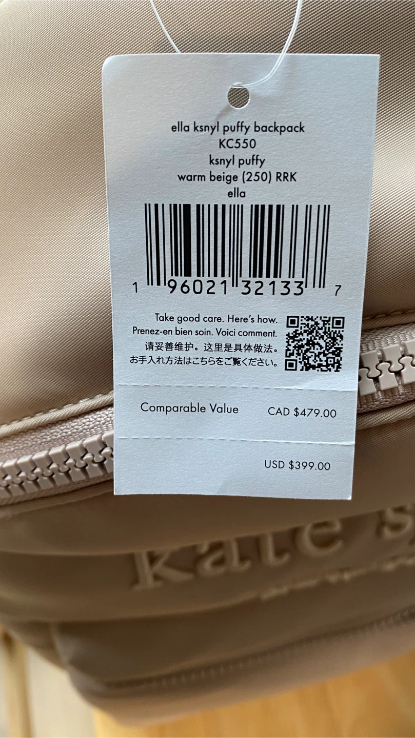 Kate Spade Ella Ksny Puffy Backpack - Warm Beige - photo 3