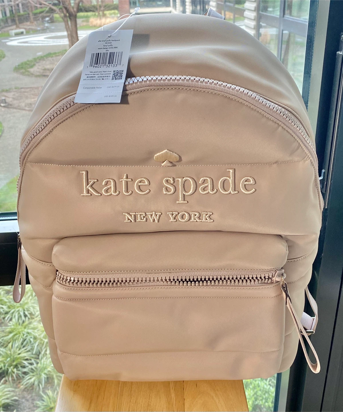 Kate Spade Ella Ksny Puffy Backpack - Warm Beige