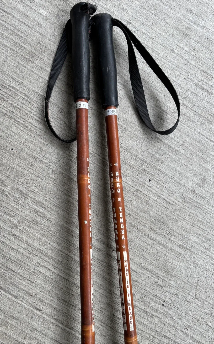 Vintage Bamboo Ski Poles - Ruko Tundra 135 cm (Made in Finland)