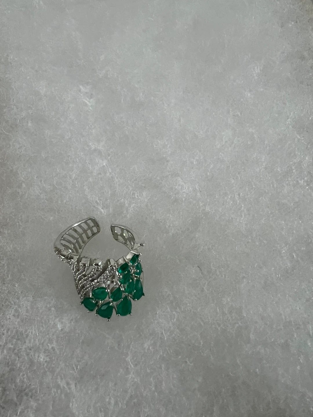 Emerald & Silver Cocktail Ring - photo 2