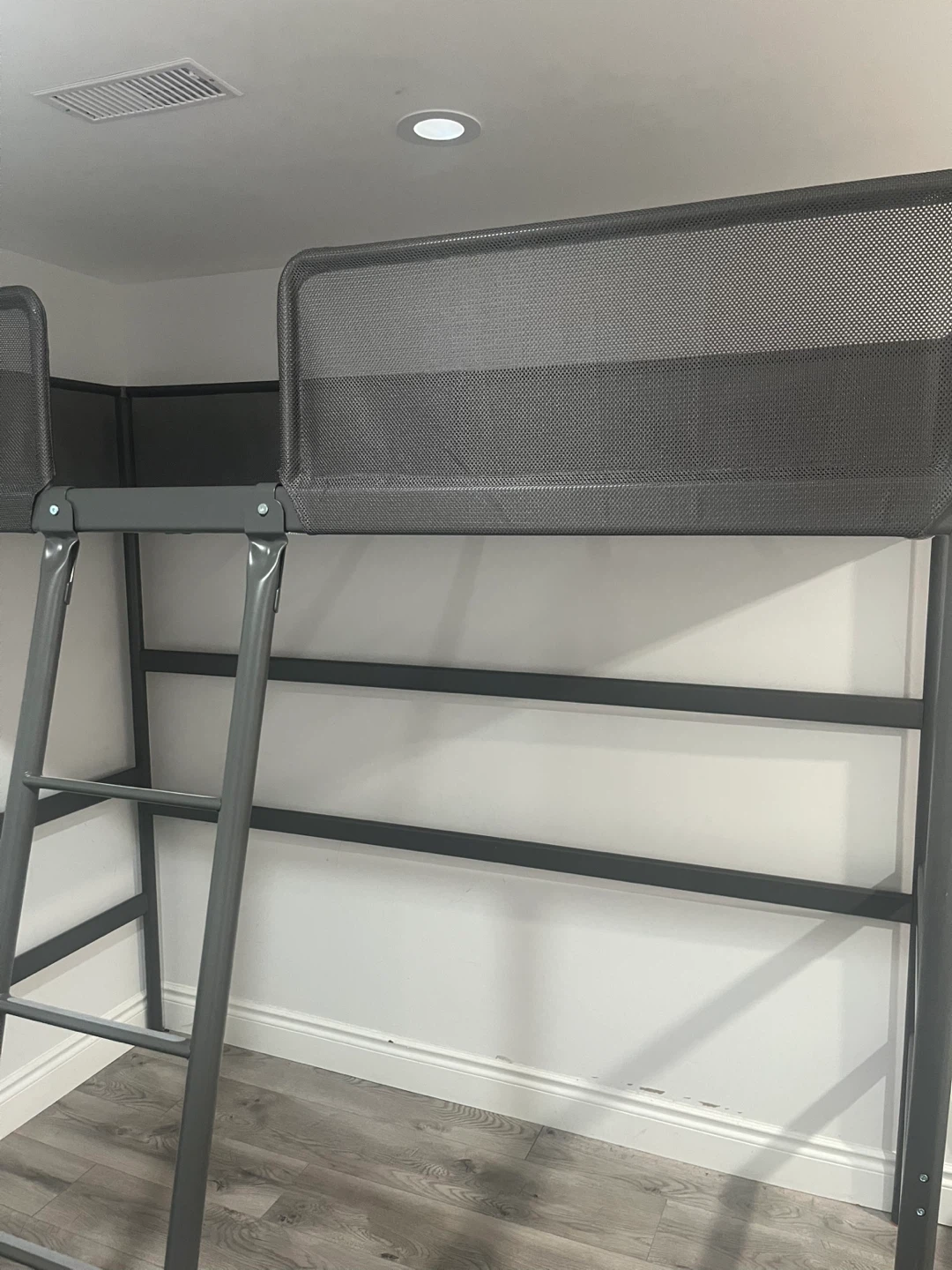 Gray loft bed frame