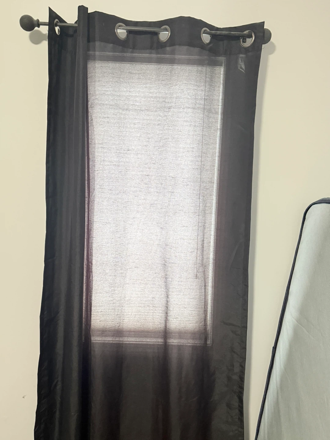 Black Sheer Curtains - Set of Two black Rods