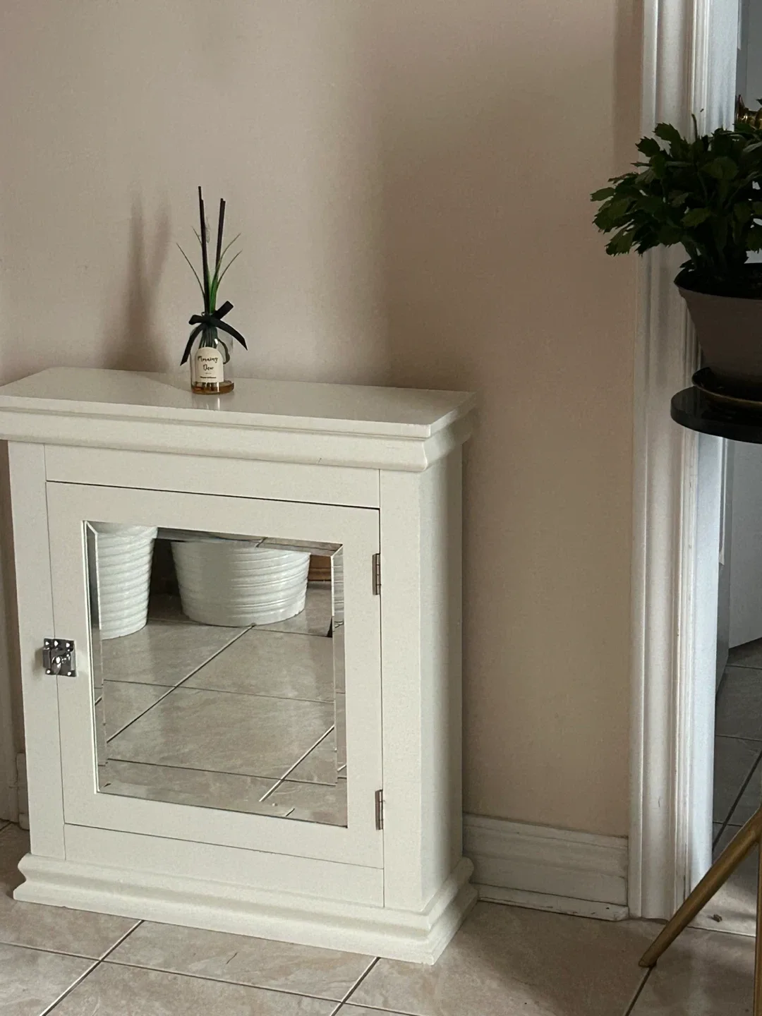White Mirrored Door Cabinet/ Bathroom