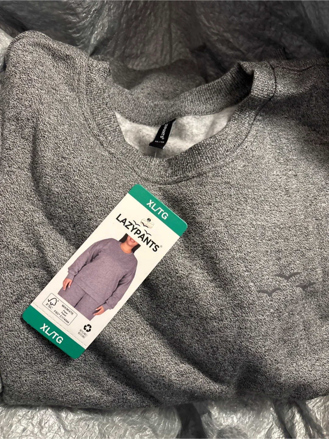 LazyPants XL Grey  fleece top XL - New