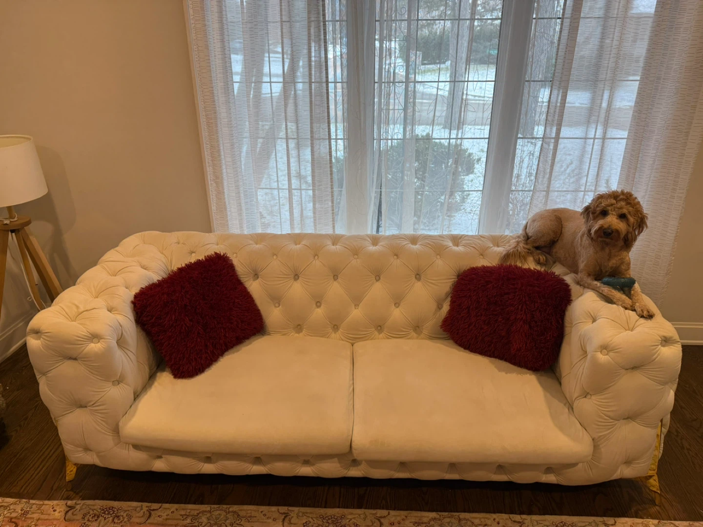 White Tufted Sofa and Loveseat Set - photo 2