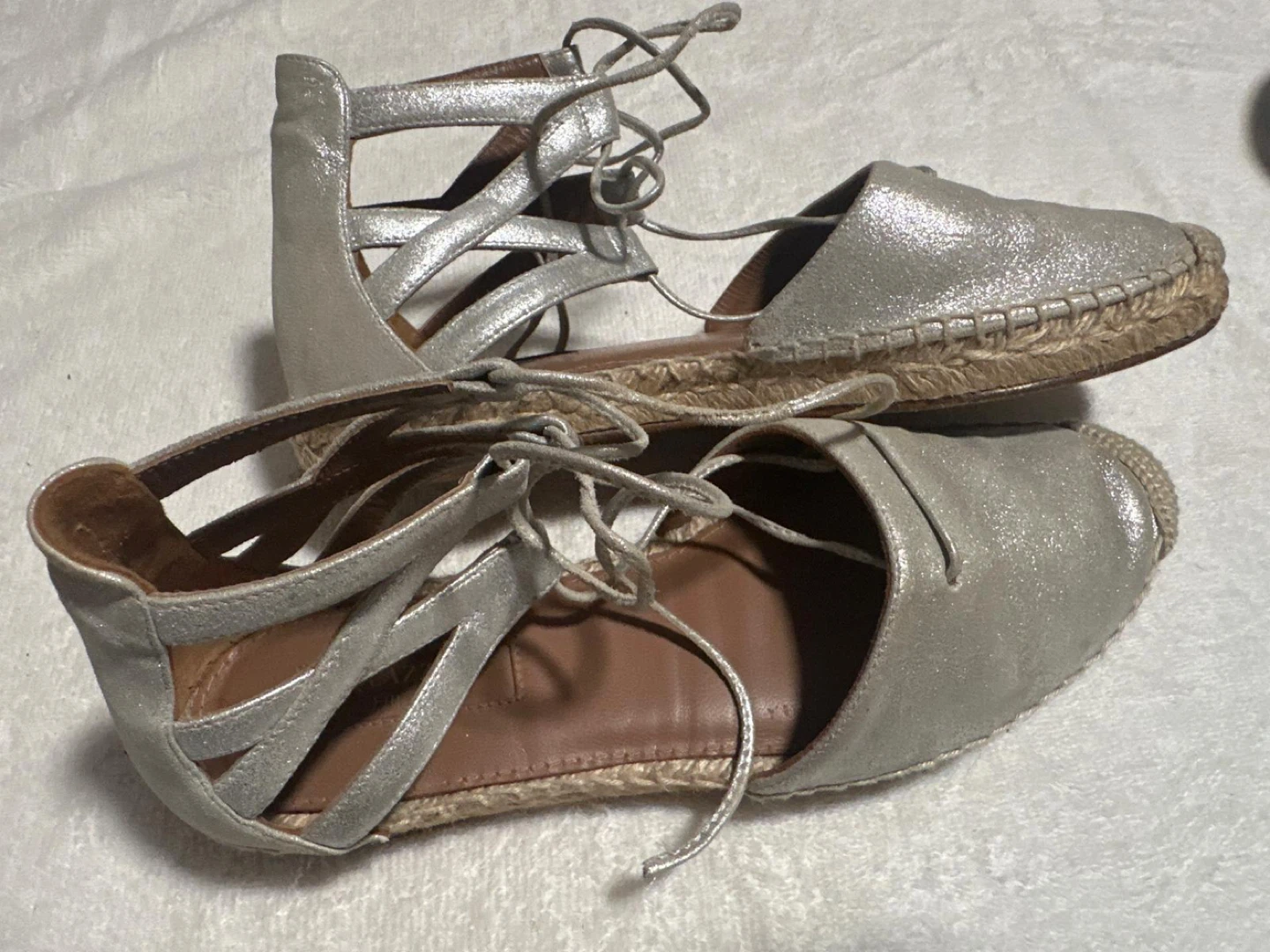 Aquazzura Silver Espadrille Sandals Size 7 - photo 4