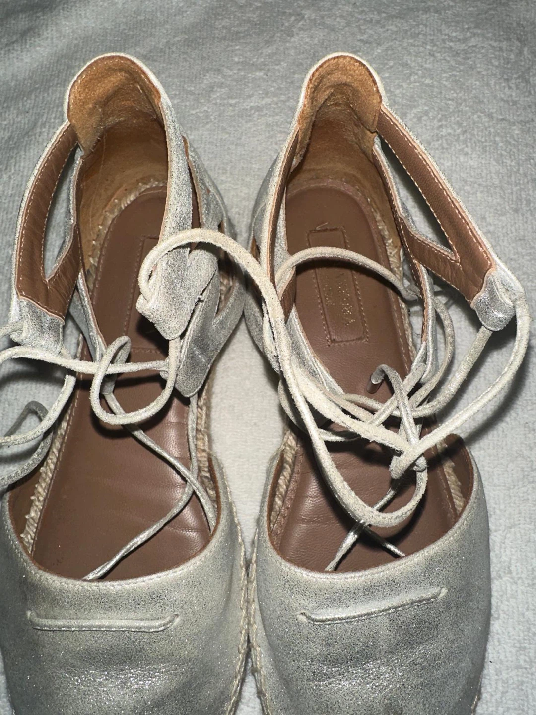 Aquazzura Silver Espadrille Sandals Size 7 - photo 2