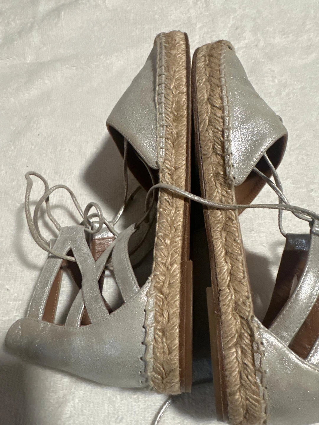 Aquazzura Silver Espadrille Sandals Size 7 - photo 3