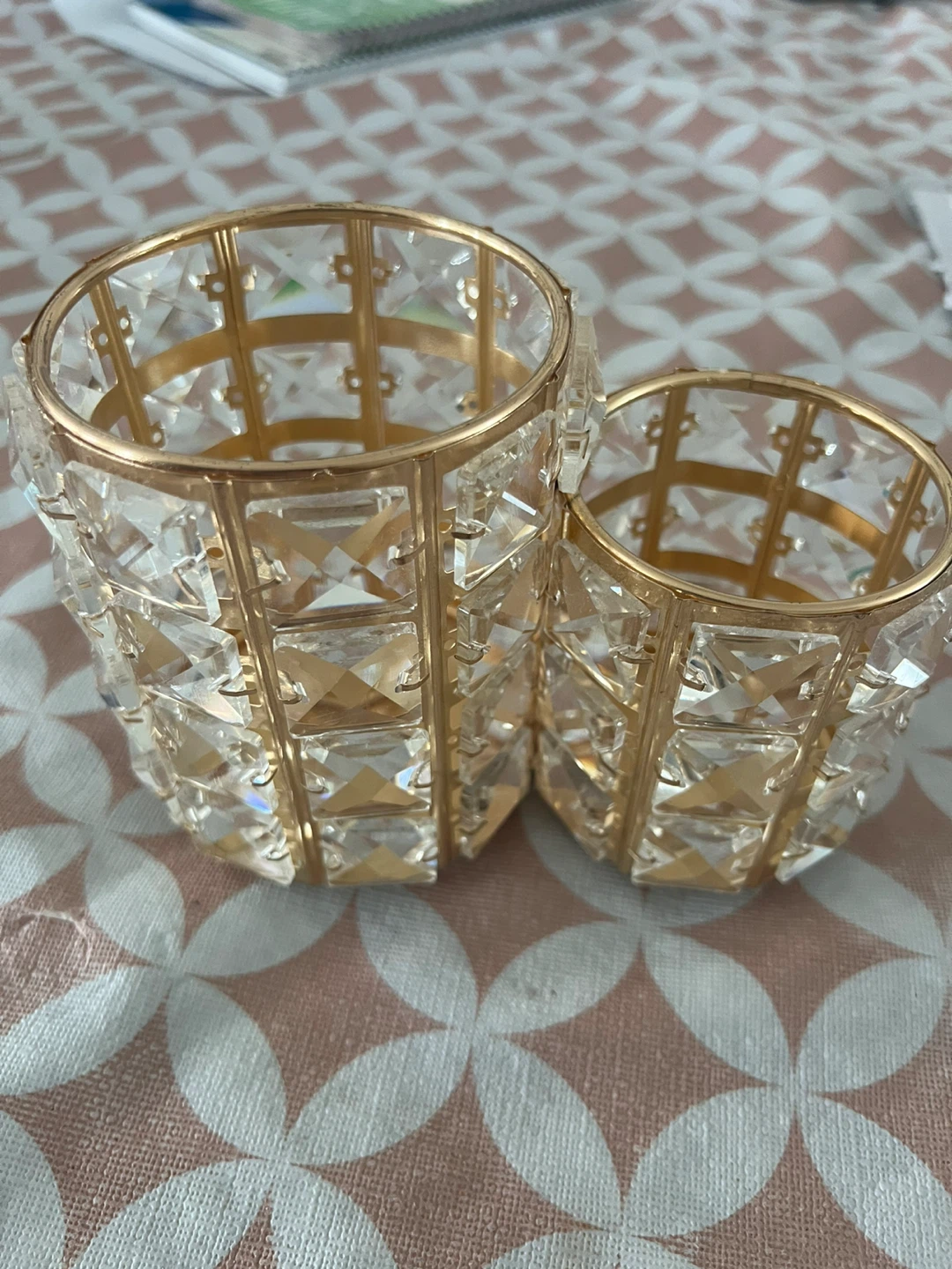 Set of 2 Gold & Crystal Candle Holders - photo 2