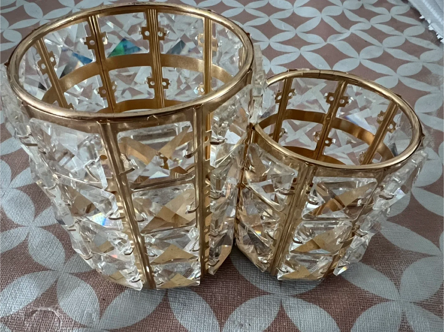 Set of 2 Gold & Crystal Candle Holders