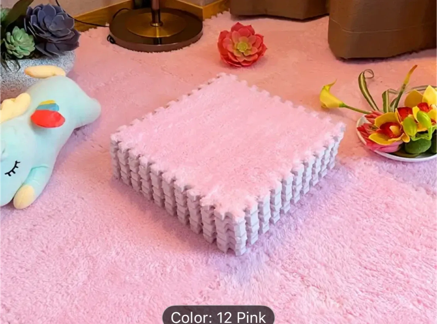 SEALED NEW 12 Pink Interlocking Foam Play Mat Tiles