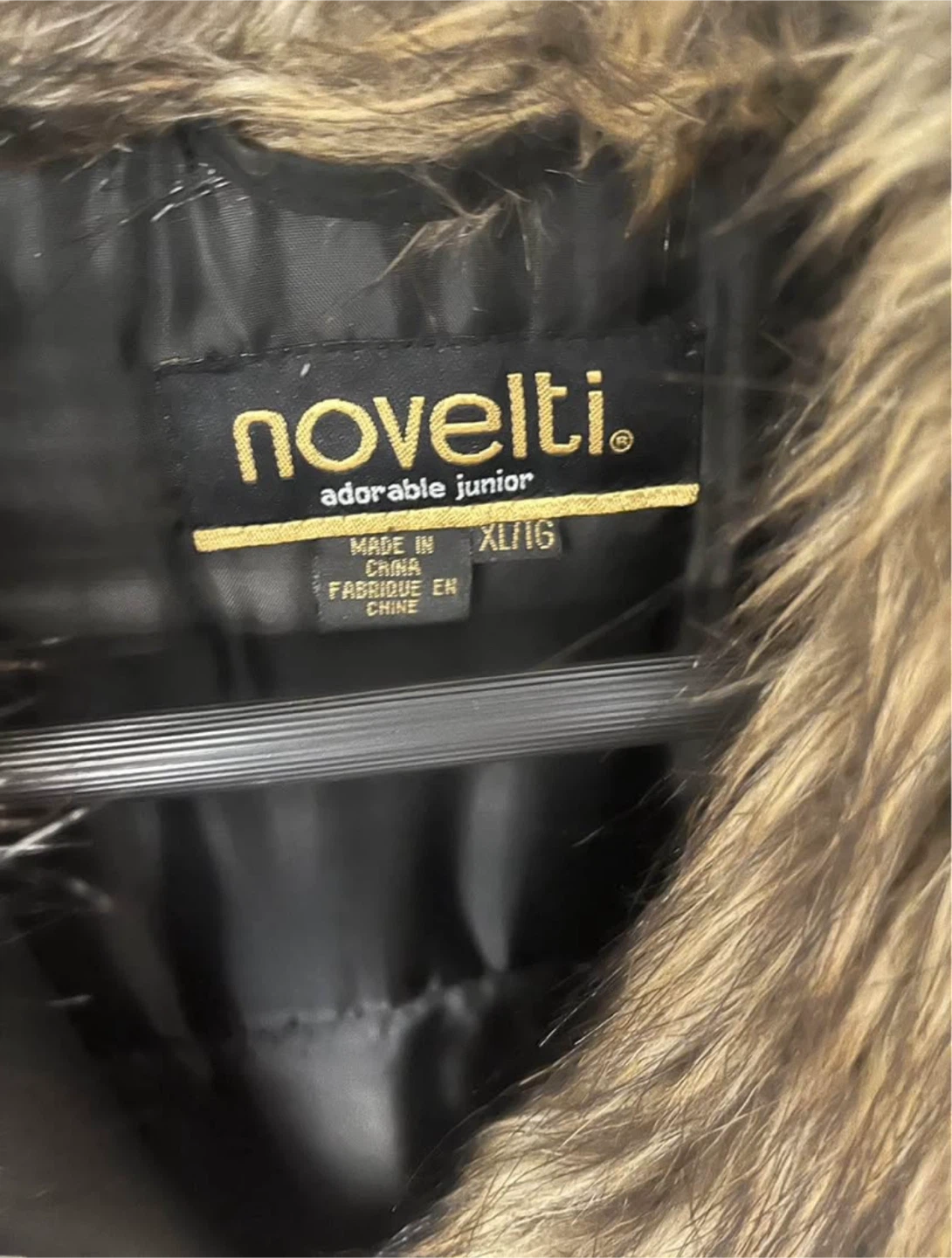 Novelti Adorable Junior Black Faux Fur Trim Coat Xl/Tg - photo 5