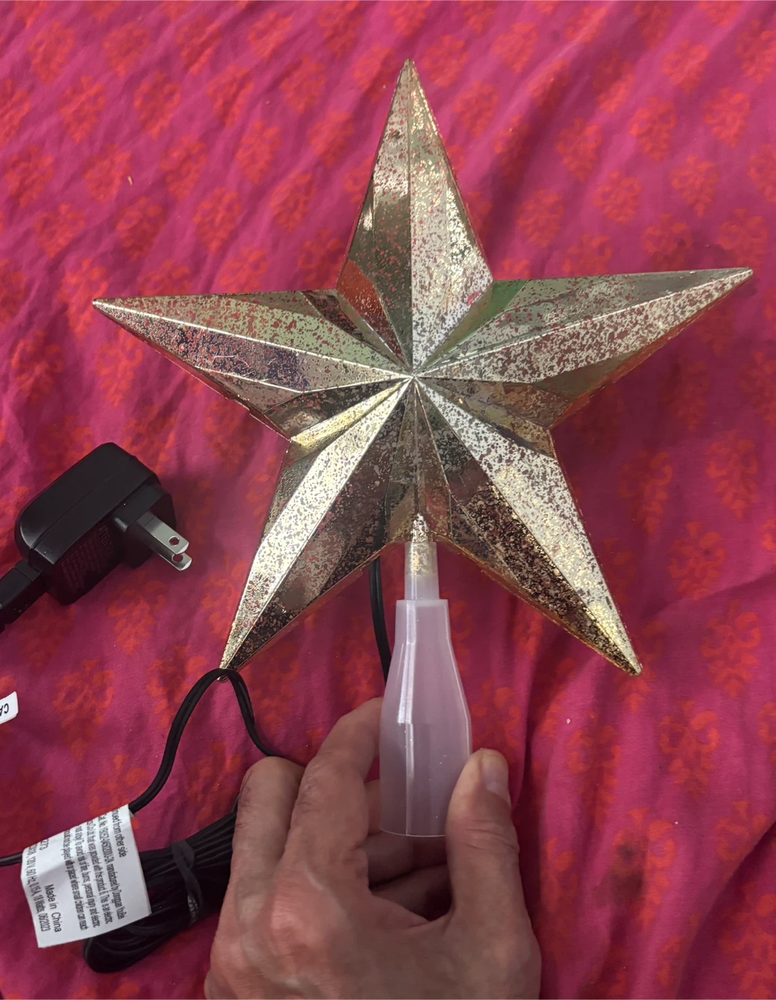Gold Star Christmas Tree Topper (with twinkling lights)