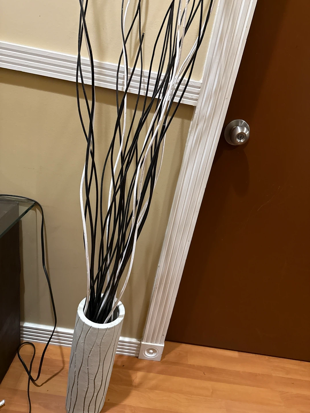 Decorative White Vase with Black and White Sticks - photo 2