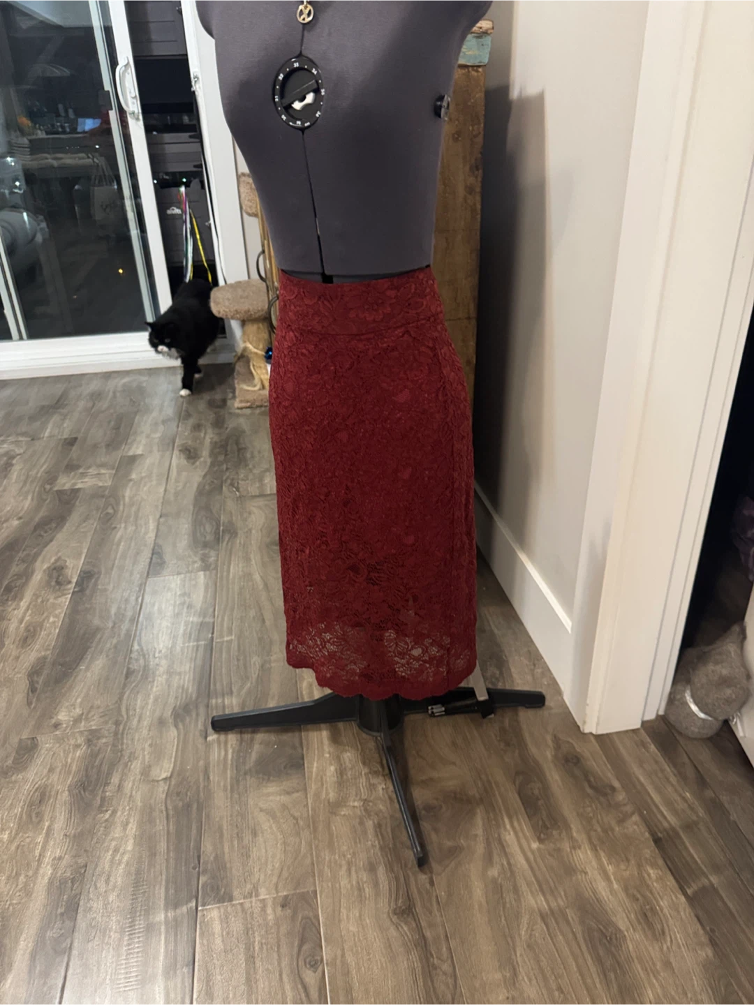 Ganni “camellia lace” Red Skirt - photo 4
