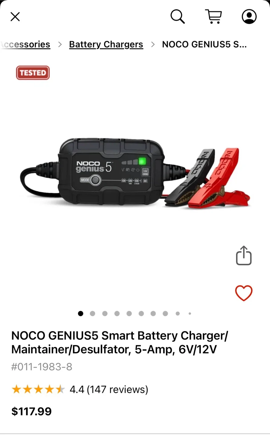 6V/12V NOCO Genius 5 Smart Battery Charger