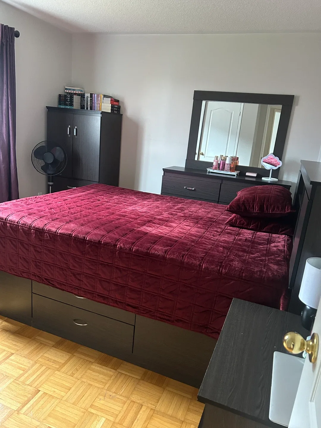 Bedroom Set - Bed Frame, Dresser, Mirror, Nightstand